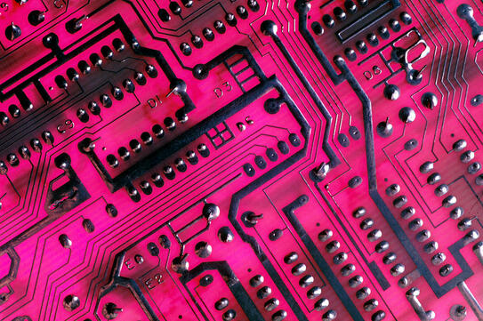 A pink circuitboard.